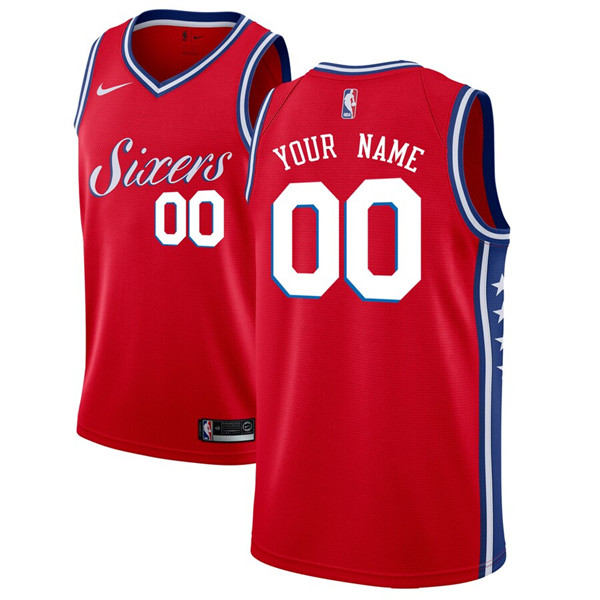 Men's Red Philadelphia 76ers Active Player Custom Stitched Basketball Jersey